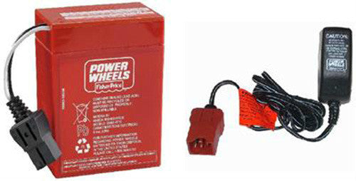 6 Volt Red Battery and Charger Combo for Power Wheels 6V Vehicle Gas Scooters 0
