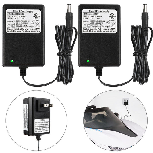 1 or 2 Pack 12V Battery Charger and Power Supply for Kids Ride-On Cars and SUVs Gas Scooters Variant 0