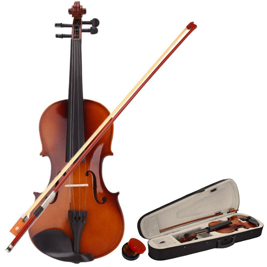 1/4 Size Beginner Violin Set Natural Solid Wood with Bow Rosin and Case Gas Scooters 0