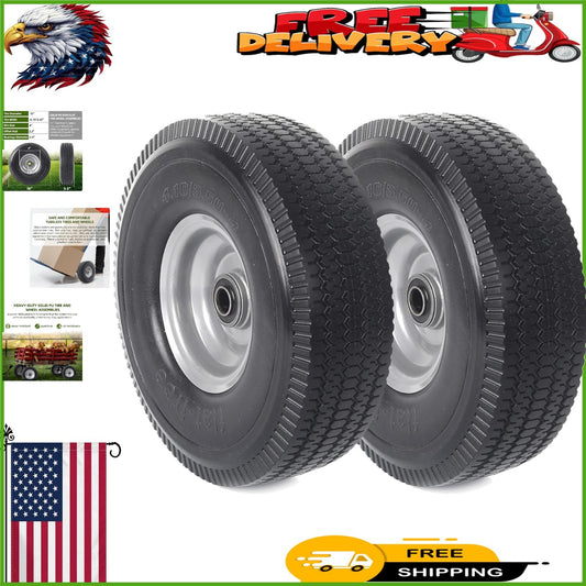 10-Inch Solid Tire and Wheel Assembly with Bearings 2-Pack Maintenance-Free Gas Scooters 0
