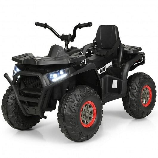 V Kids Electric 4-Wheeler ATV Quad with MP3 and LED Lights Black Gas Scooters 0