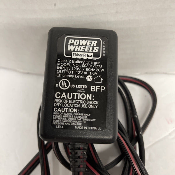 12 Volt OEM Charger for Power Wheels Battery Model 00801-1781