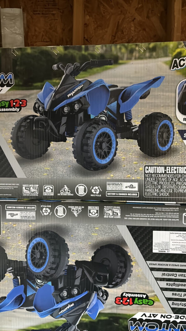 Volt Blue Phantom Battery-Powered Ride-On ATV for Boys and Girls