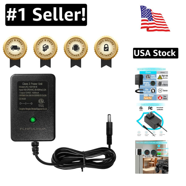 12 Volt Ride-On Toy Charger with LED Indicator Compatible with Major Brands