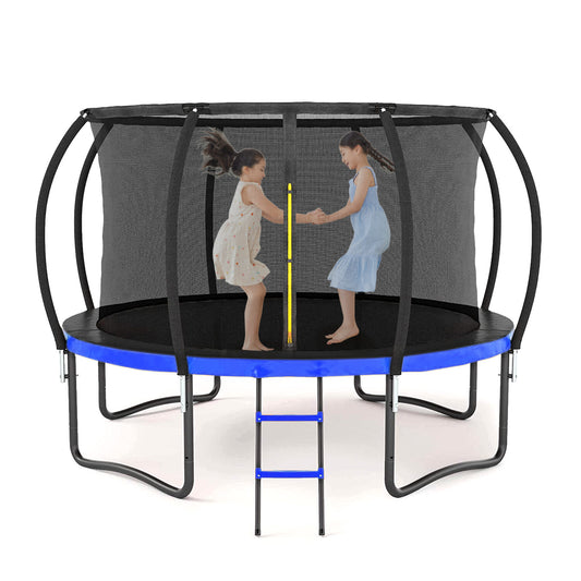 12FT Outdoor Trampoline with Inner Safety Enclosure Net, Ladder, PVC Spring Cover Gas Scooters 0