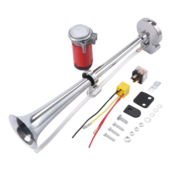 12V 150dB Chrome Zinc Single Train Trumpet Air Horn with Compressor for Trucks
