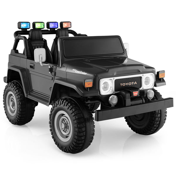 12V 2-Seater Battery-Powered Ride-On Car with 3-Point Seat Belts and Doors, Black