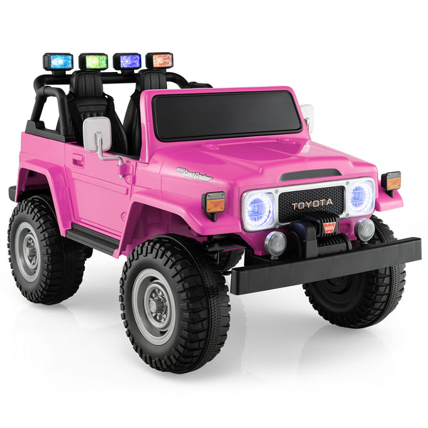 12V 2-Seater Battery Powered Ride-On Car with 3-Point Seat Belts and Doors Pink