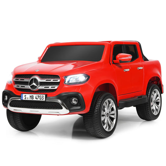 12V 2-Seater Kids Ride-On Car Licensed Mercedes Benz X-Class RC with Trunk Red Gas Scooters 0