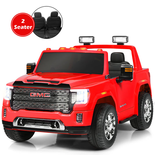 12V 2-Seater Licensed GMC Kids Electric Ride-On Truck with Remote Control and Storage Box, Red Gas Scooters 0