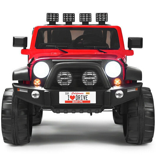 12V Red 2-Seater Ride-On Truck with Remote Control and Storage Compartment