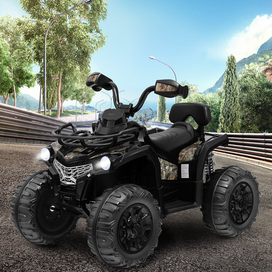 12V 2-Speed Kids Electric Ride-On ATV 4-Wheeler Quad with MP3 and Headlights Black Gas Scooters 0
