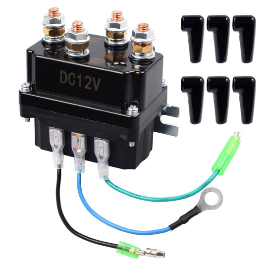 12V 250A Winch Solenoid Relay Contactor with 6 Protective Caps and Relay Thermal Protection Gas Scooters 0