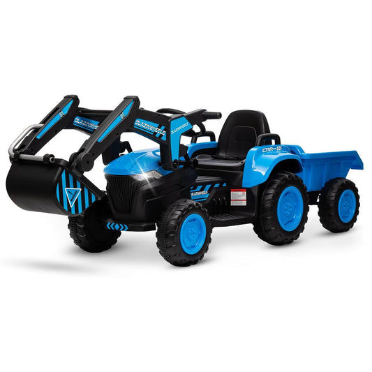 12V 3-in-1 Kids Electric Ride-On Excavator with Detachable Trailer Gas Scooters 0