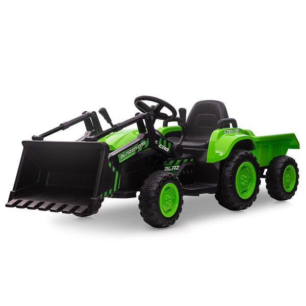 12V 3-in-1 Kids Electric Ride-On Excavator Bulldozer Tractor with Remote and Trailer