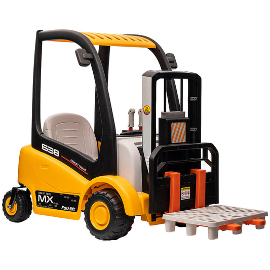 12V Kids Ride-On Forklift Car with 360° Rotation, Liftable Fork, and Protective Tent Gas Scooters 0