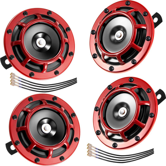 12V 4-Pack Loud Electric Car Horn 128dB for Vehicle, Boat, RV, and Bike Gas Scooters 0