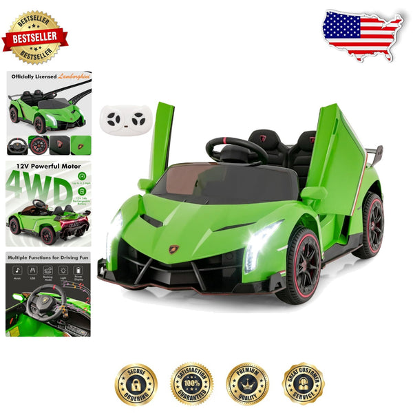 12V 4WD Kids Ride-On Car with Safety Features and Built-In Music Lamborghini Style