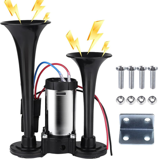 12V 600DB Super Loud Dual Electric Air Horns for Car and Truck Gas Scooters 0