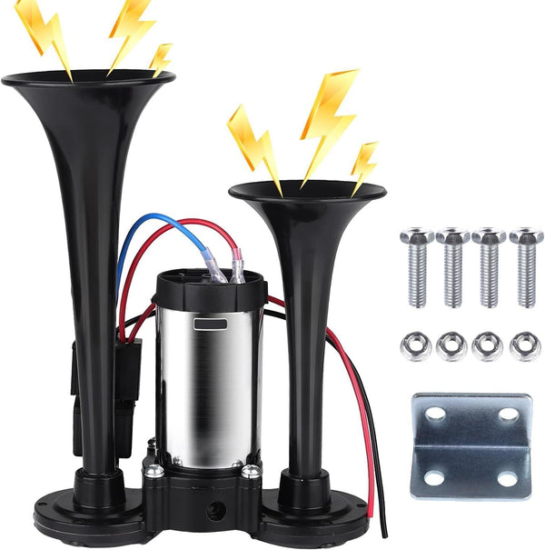 12V 600DB Super Loud Dual Electric Air Horns for Car and Truck