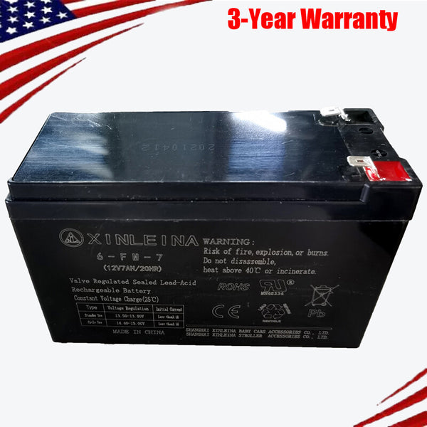12V 7Ah Rechargeable Valve-Regulated Lead Acid Battery for Kids Ride-On Car