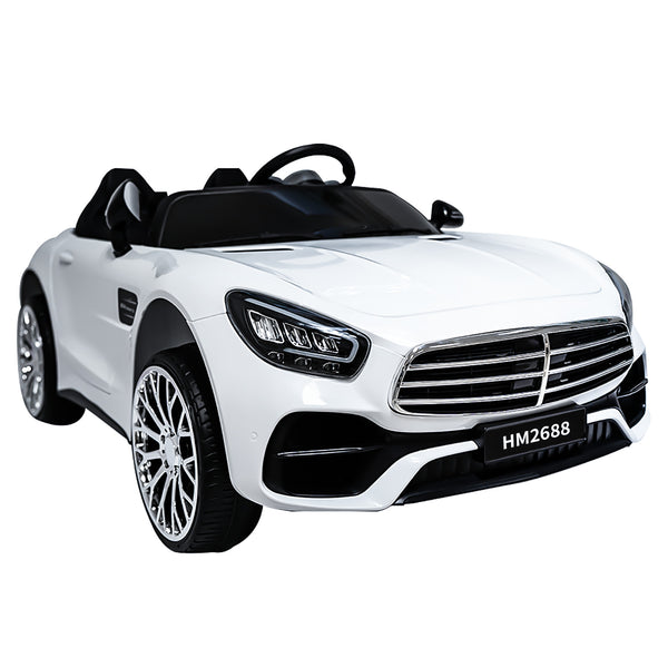12V 7AH Ride-On 2-Seater Power Wheels Car with Remote, Bluetooth, LED Lights, and MP3 Player