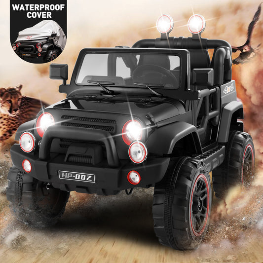 12V Battery Powered Kids Ride-On Truck with 3 Speeds, Remote Control, MP3, LED Lights, USB, and Black Cover Gas Scooters 0