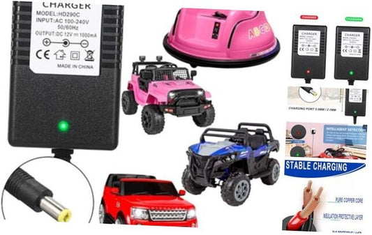 12V 1000mA Battery Charger for Kids Ride-On Cars Gas Scooters 0