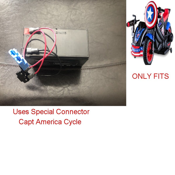 12V Battery with Special Connector for Captain America Motorcycle and Side Car in Blue