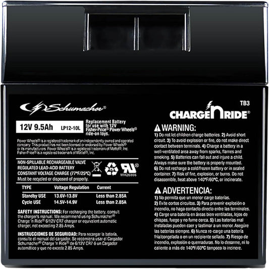 12V 9.5Ah Rechargeable Battery with Replaceable Fuse for Ride-On Toys TB3 Gas Scooters 0