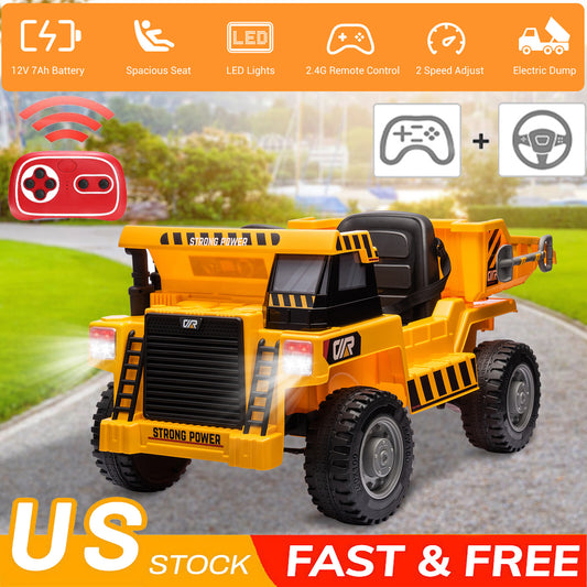 12V Electric Ride-On RC Dump Truck for Kids with Remote Control and Functional Dump Bucket Gas Scooters 0