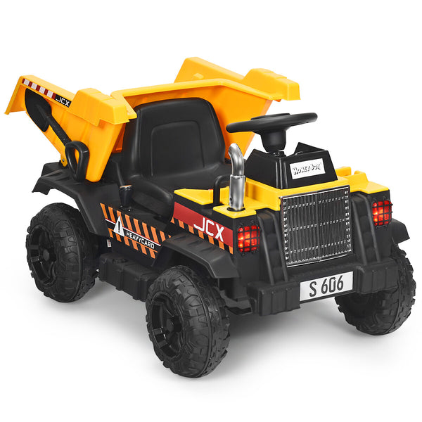12V Battery-Powered Kids Ride-On RC Dump Truck Construction Tractor with Electric Bucket