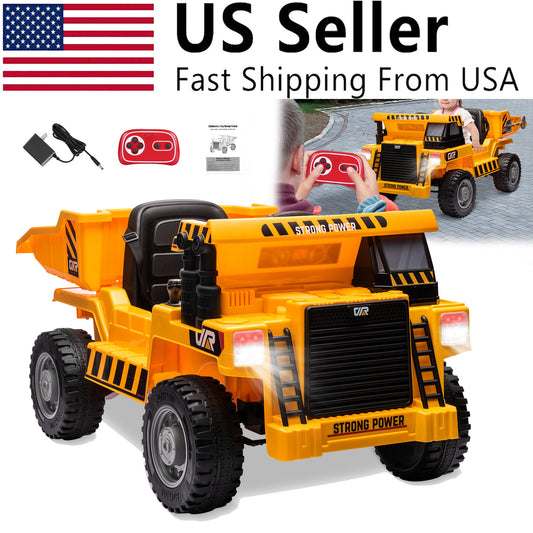 12V Battery-Powered Kids Ride-On RC Dump Truck with Electric Construction Tractor and Bucket Gas Scooters 0