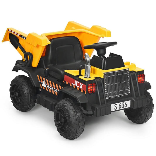 12V Battery-Powered Kids Ride-On Yellow Dump Truck with Electric Bucket and Dump Bed Gas Scooters 0