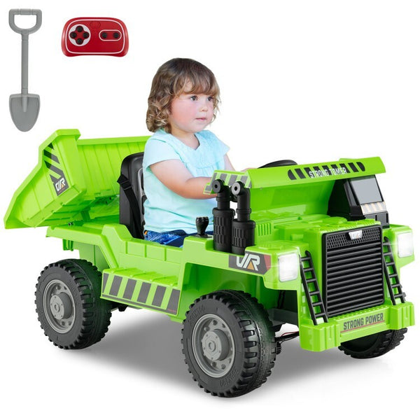 12V Electric Ride-On Dump Truck for Kids with 2.4G Remote Control Battery Powered Car Gift
