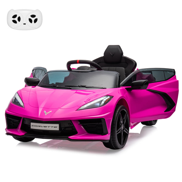 12V Battery Powered Licensed Corvette Ride-On Car for Kids with Music and LED Lights