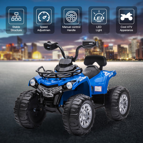 12V Battery-Powered Kids Ride-On ATV Quad Four Wheeler Toy with LED Headlights