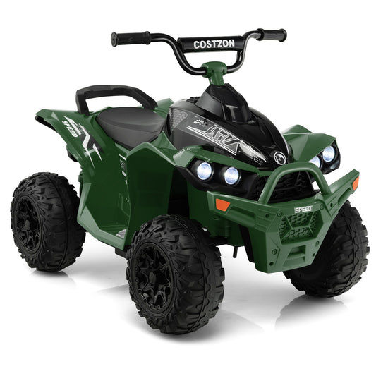 12V Battery Powered Kids Ride-On ATV with Bright Headlights and Built-in Music Green Gas Scooters 0