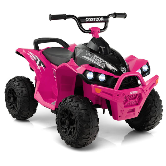 12V Battery-Powered Kids Ride-On ATV with Bright Headlights and Built-In Music Pink Gas Scooters 0