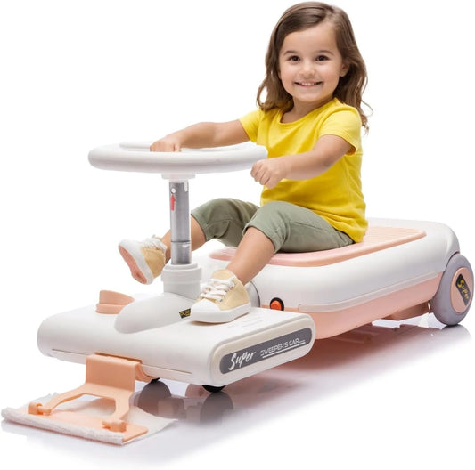 12V Battery-Powered Electric Kids Ride-On Go Kart with LED Lights, Music, and Cleaning Mop Gas Scooters 0