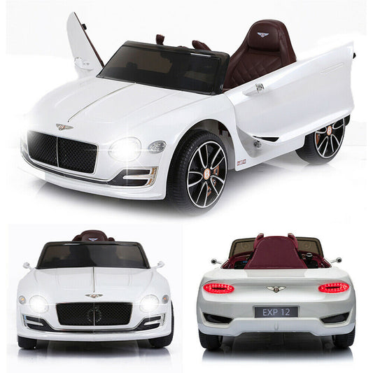 12V Bentley-Style Electric Ride-On Toy Car with Remote Control and LED Lights for Kids Gas Scooters 0