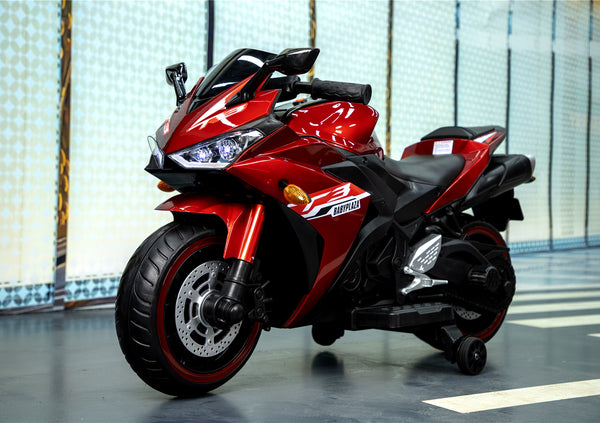 12V Kids Motorcycle Ride-On Toy with Training Wheels and Manual Throttle for Boys and Girls