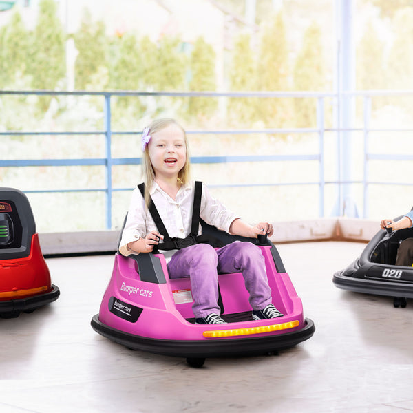 12V Pink Kids Bumper Car with 360° Rotation and Safety Belt