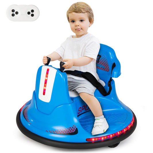 12V Electric Ride-On Bumper Car for Kids and Toddlers with 360 Degree Spin Blue Gas Scooters 0