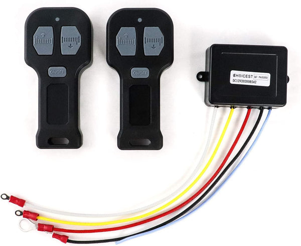 12V Wireless Electric Car Winch with Remote Control 2-Pack Universal Mini 5-Wire Connector