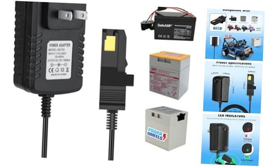 12V Battery Charger for Gray and Orange Power Wheels Toy Car Gas Scooters 0