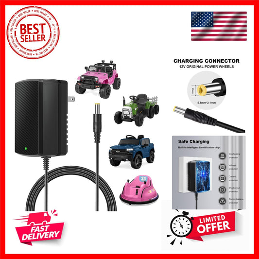 12V Charger for Kids Ride-On Cars Compatible with SUV Kid Trax and Dynacraft Toys Gas Scooters 0