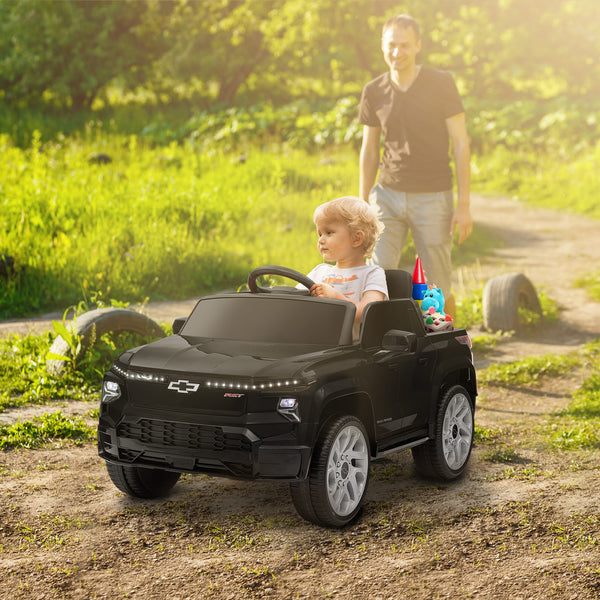 12V Licensed Chevrolet Silverado RST Kids Electric Ride-On Car Black