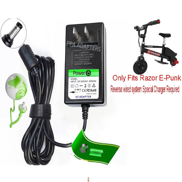 12V Circle Charger with Auto Shut-Off for Razor E-Punk Scooter and Electric Bike