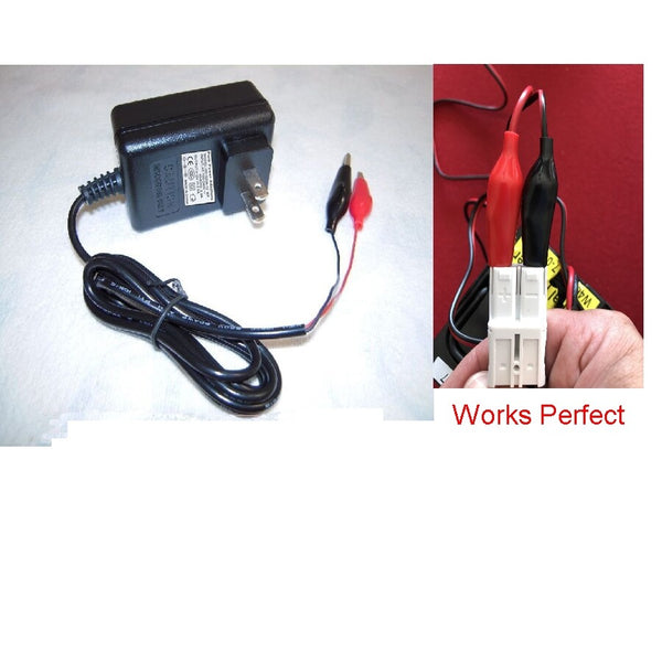 12V Clip-On Charger with Music Plug for RollPlay Ride-On Cars Compatible with Chevy, GMC, Mercedes and More